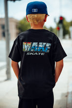 Load image into Gallery viewer, MAKE SKATE YOUTH "T-SHIRT" - (SKYLINE "BLUE") BLACK
