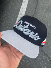 Load image into Gallery viewer, MKSK8 (BLACK / GREY x ONTARIO) "SNAP-BACK"  "WOOL" LOGO HAT
