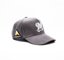 Load image into Gallery viewer, MKSK8 (GREY CORDUROY) x ONTARIO) "A-FRAME"  "M" LOGO HAT
