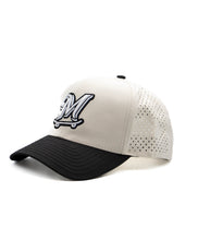Load image into Gallery viewer, MKSK8 (CRM/BLK x DRI-FIT) "6-PANEL"  "M" LOGO HAT
