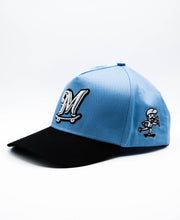 Load image into Gallery viewer, MKSK8 (2-TONE BLUE/BLK) "A-FRAME"  "M" LOGO HAT
